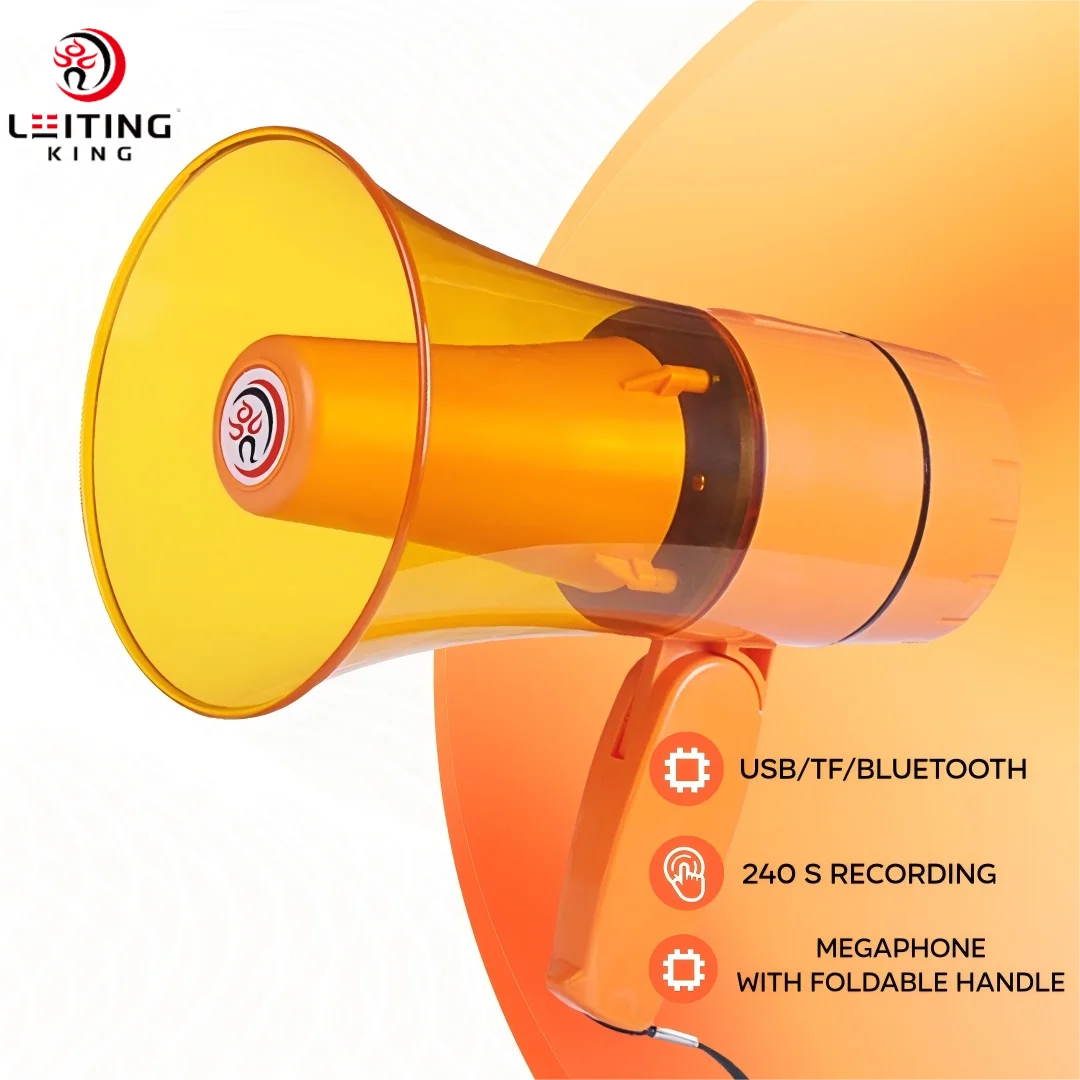 2026 CR-67 Orange 20W High Power Battery Powered Home Theatre Megaphone With 240s Recording Foldable Handle Loudspeaker
