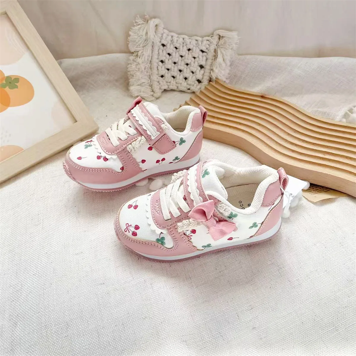 أحذية كاجوال للأطفال أحذية رياضية من جلد البولي يوريثان أحذية ربيعية مطبوعة برسوم كارتونية للأولاد أحذية مضادة للانزلاق فيلكرو وردي مقاس 15 سم - 18 سم #6