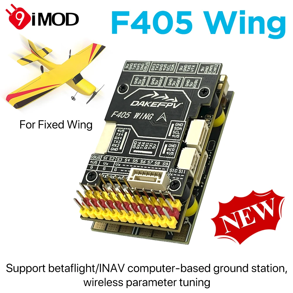 

9IMOD F405 WING Flight Controller 3 BEC 11 PWM Outputs 2-12S Lipo F405 Fixed Wing For INAV