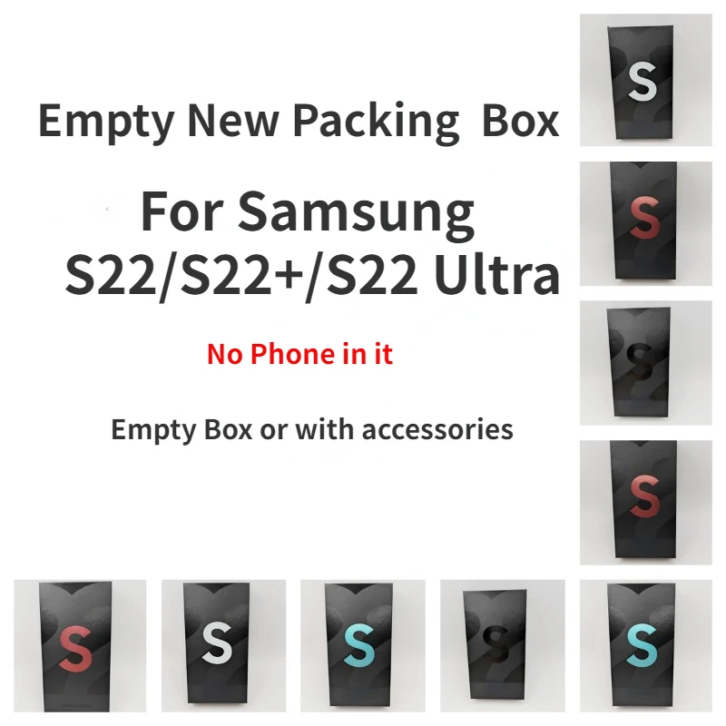 Empty Packing Box For Galaxy S22 S22+ S22 Ultra Retail Box or with Accessory US/EU/UK Adapter Type-C Cable Headset for S22 Plus