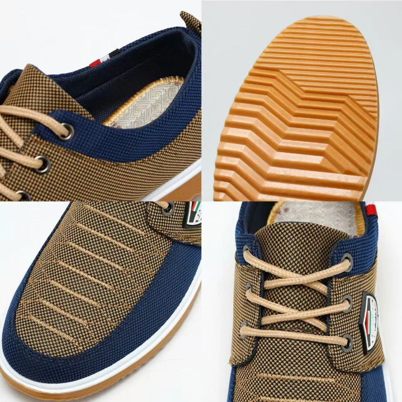 Summer Men's Canvas Shoes Lightweight Men's Casual Mesh Breathable Flats Vulcanized Shoes 2025 Classic Lace Up Sneakers for Men image 4