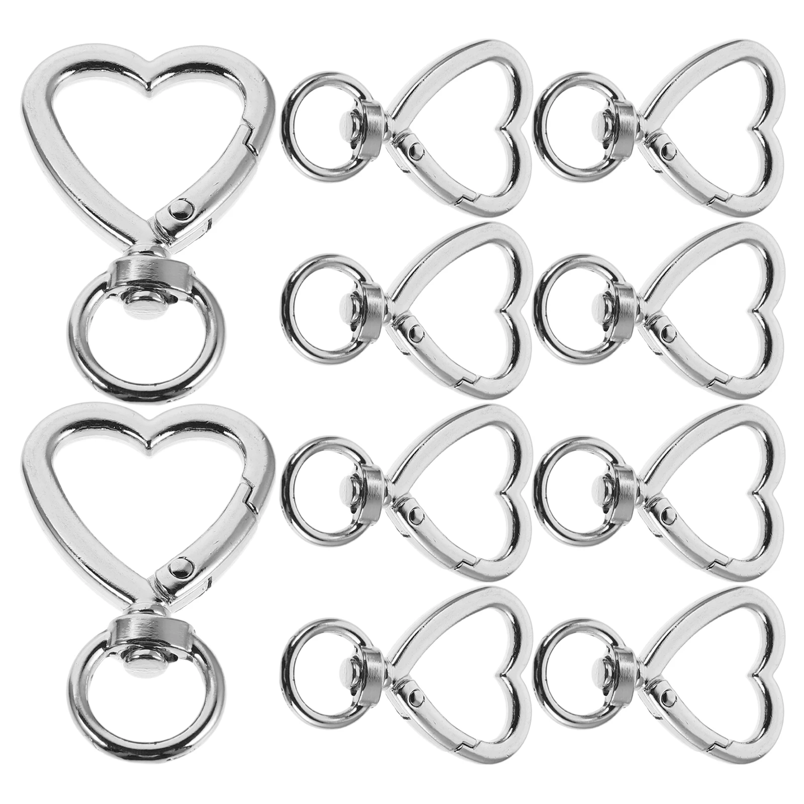 

10pcs Heart Shaped Zinc Alloy Keychain Carabiner Clips for Backpack Handbag Durable Spring Ring Lobster Clasp Metal Wristlets