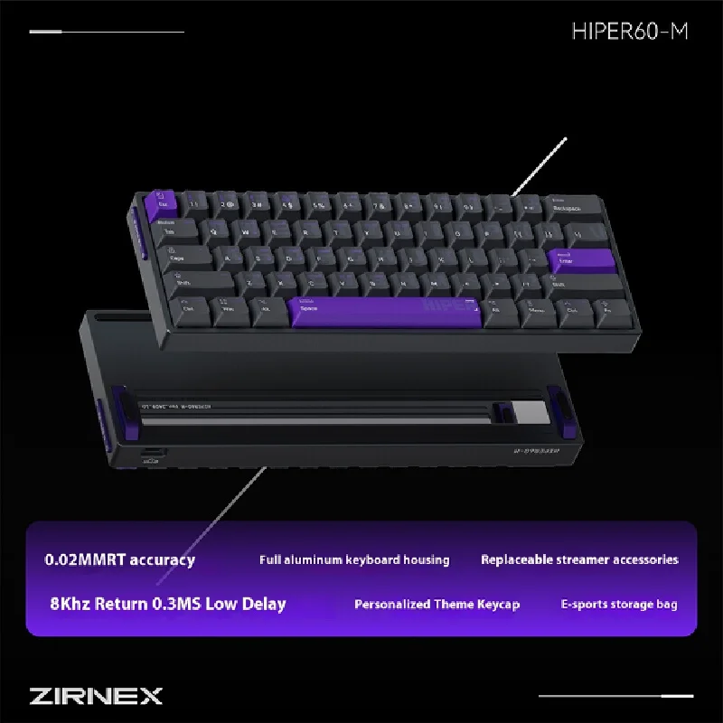 ZIRNEX HIPER60-M Magnetic Switch Keyboards Wired Game Keyboard Custom 8000Hz Polling Rate 0.02RT Aluminium Keyboard PC Accessory