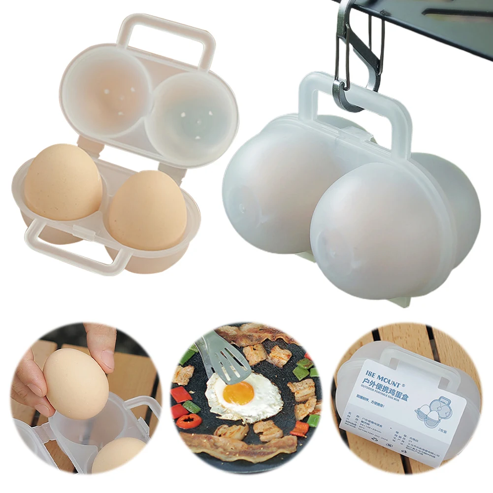 حامل بيض محمول متعدد الوظائف ، مقبض منظم بيض مسلوق ، علبة مطبخ منزلي ، شبكة 2 ، 1 من من من 2 من 2