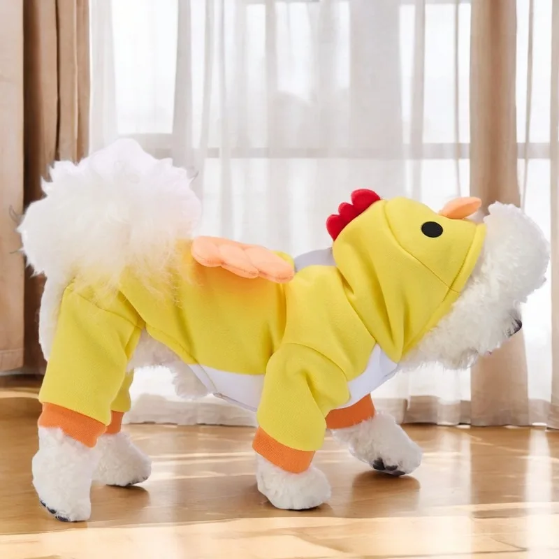 Ropa para perros pequeño pollo amarillo Otoño/Invierno Navidad Halloween disfraces para mascotas fiesta de vacaciones Bulldog Teddy ropa para mascotas