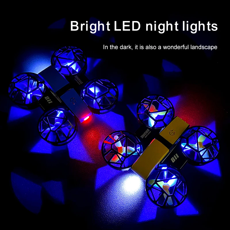 Mini drone professionale 811 4K HD fotografia aerea WIFI FPV luci a LED Quadcopter RC aereo dritto regalo per bambini giocattoli RC