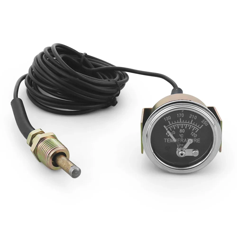 

​2" 52MM Mechanical 12V Water Temp Gauge Manually Alarm 50-120℃/130-250℉ Water Temperature Meter Yellow Light NPT 1/2 Sensor