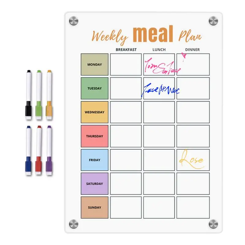 

Meal Calendar For Fridge White Meal Planning Board With 6 Colorful Pens Fridge Notepad With Magnet Erasable Grocery List Pads