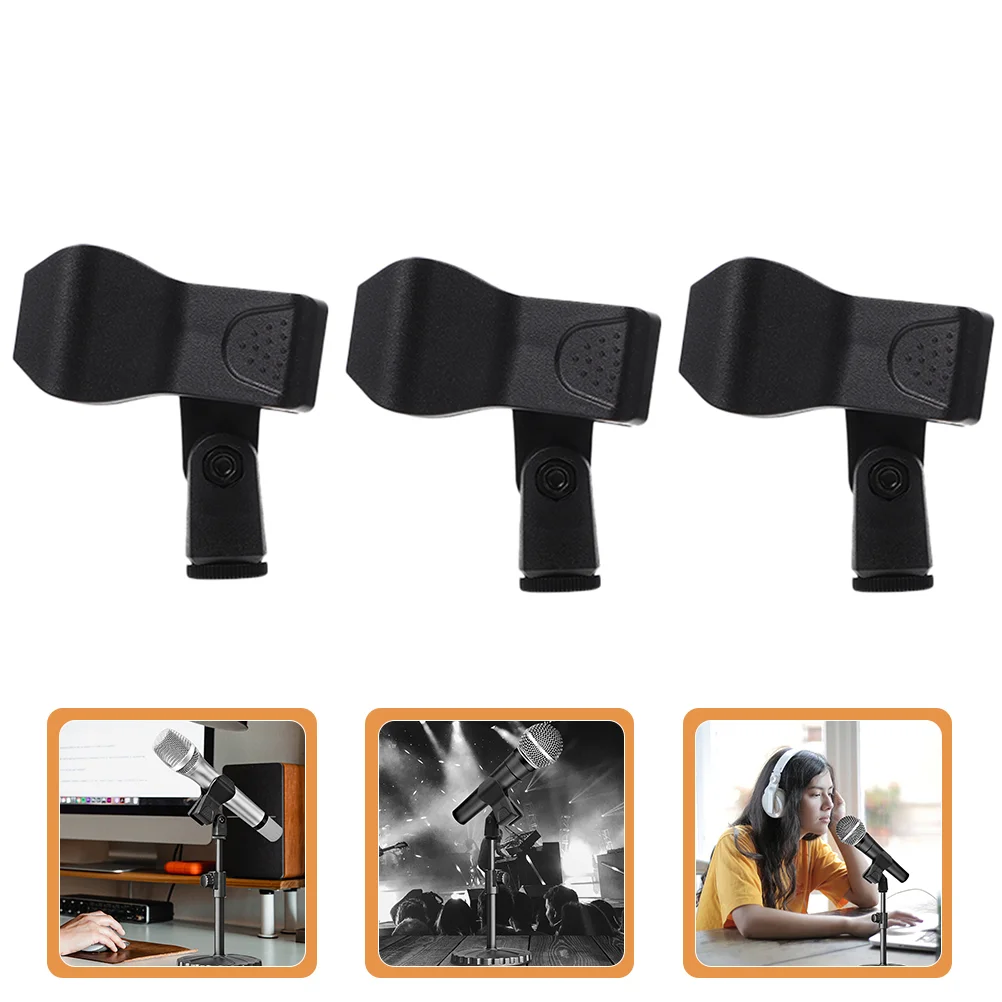 

3 Pcs Microphone Clip Stand Holder Pop Filter Portable Wireless Microphones Reliable Clamp