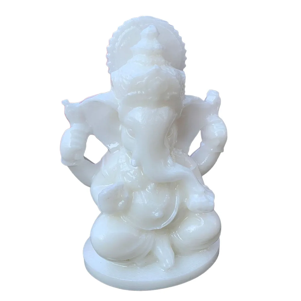 Custom Handcrafted Natural White Jade Ganesha Figurine - Gemstone Elephant God Statue Collectible Home Decor