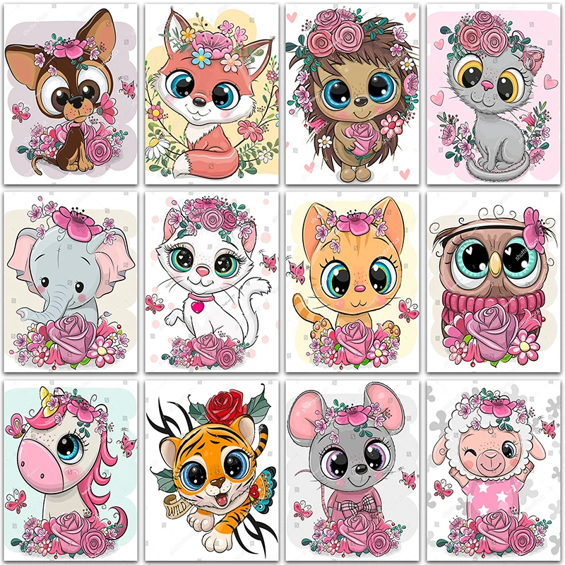 

5D DIY Diamond Painting Flowers Cats Fox Unicorn Tiger Home decoration Full Square&Round Diamond mosaic embroidery Cross stitch