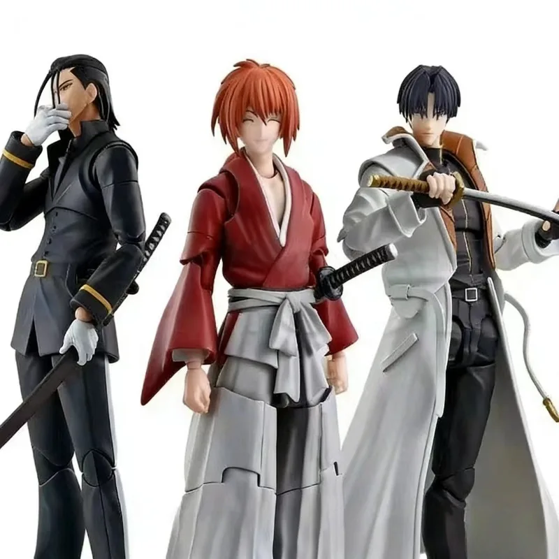Figura de acción original de Bandai S.H.Figuarts Rurouni Kenshin Himura Kenshin Saito Hajime Shinomori Aoshi, regalo para niños, coleccionable