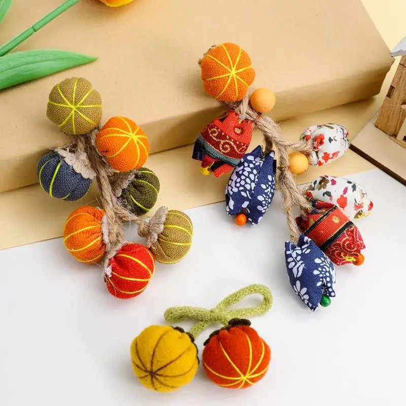 Pumpkin Pendant Bohemian Handmade Tassel Colorful Fabric Beads Vintage Jewelry for Halloween Gift Women Dating Wear