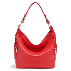 Zency Elegant 100% Genuine Leather Women Hobo Handbag Shoulder Bag Large Capacity Lady Zipper Purse For Ladies Shopper Bag