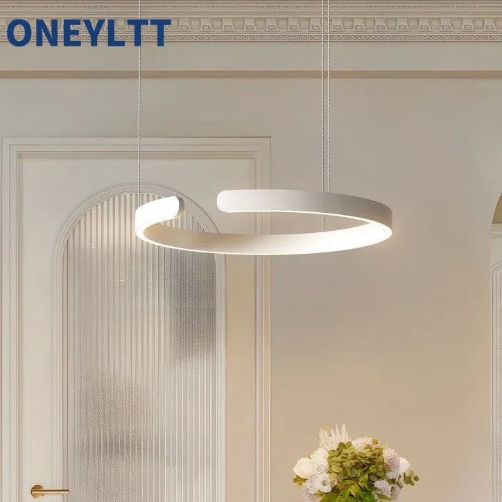 

Nordic minimalist living room pendant light Italian creative luxury exhibition hall ring C-shaped restaurant bar pendant light