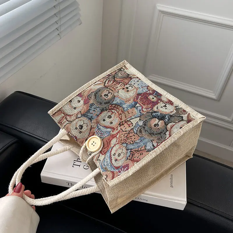 

Новинка 2029, льняная сумка Faion, женская сумка-бенто для ручной клади, маленькая сумка через плечо с героями мультфильмов для девочек, ручная сумка для хранения