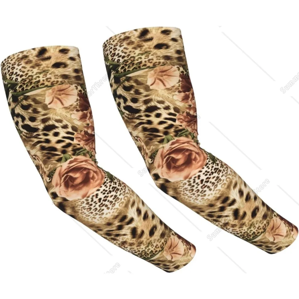 Manicotto di compressione con stampa leopardata a righe per protezione da baseball Copri braccioli Agricoltore Sport all'aria aperta Corsa