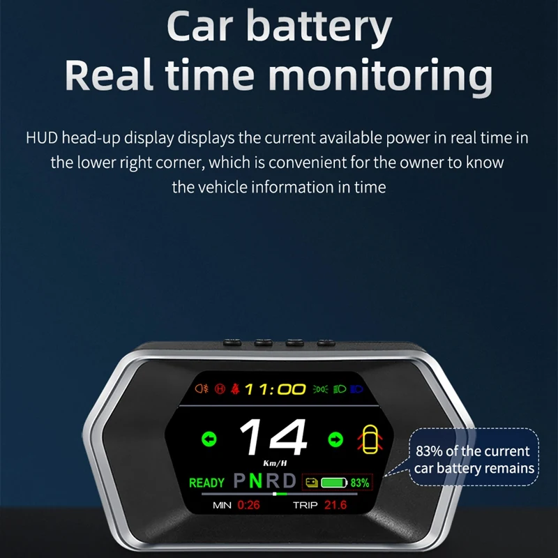 HUD Head Up Display, For Tesla Model 3 Y Digital Speedometer Speed Indicator Light Prompt Safety Alarm Driving Time