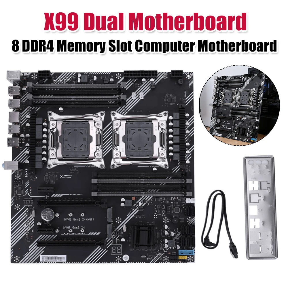 

Материнская плата X99 Dual с 8 слотами для памяти DDR4, игровая материнская плата с интерфейсами USB 3.0, USB 2.0, M.2 NVME, SATA 3.0
