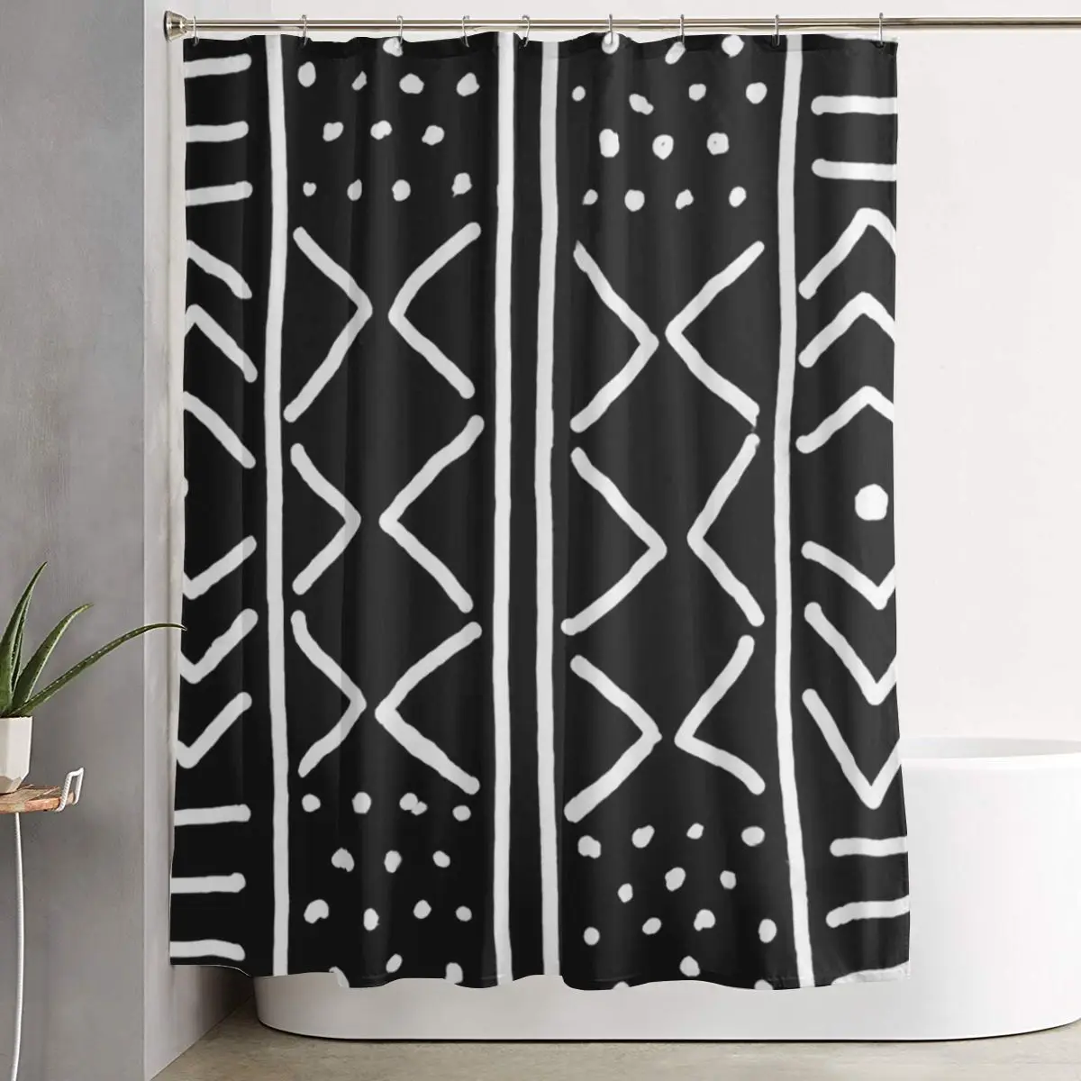 

Африканская черная шторка для душа из полиэстера, водонепроницаемая, с крючками