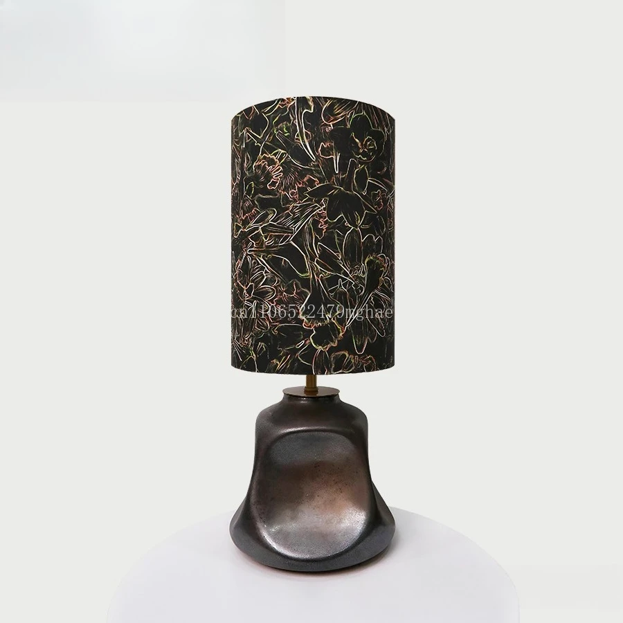 Gilded Liberty Fabric Table Lamp:UK Imported Textile with Mid-Century Creative Design,Gold Accented Ambient Lighting&Luxury Gift