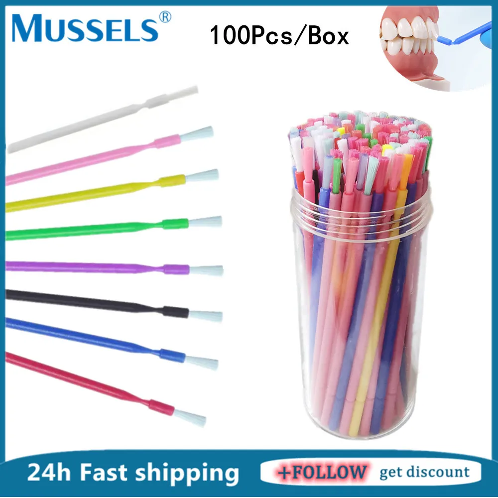 

100PCS Disposable Micro Brushes Applicators Dental Oral Lip Teeth Microbrush Makeup Eyelash Extension Cleaning Swab Glue Tool