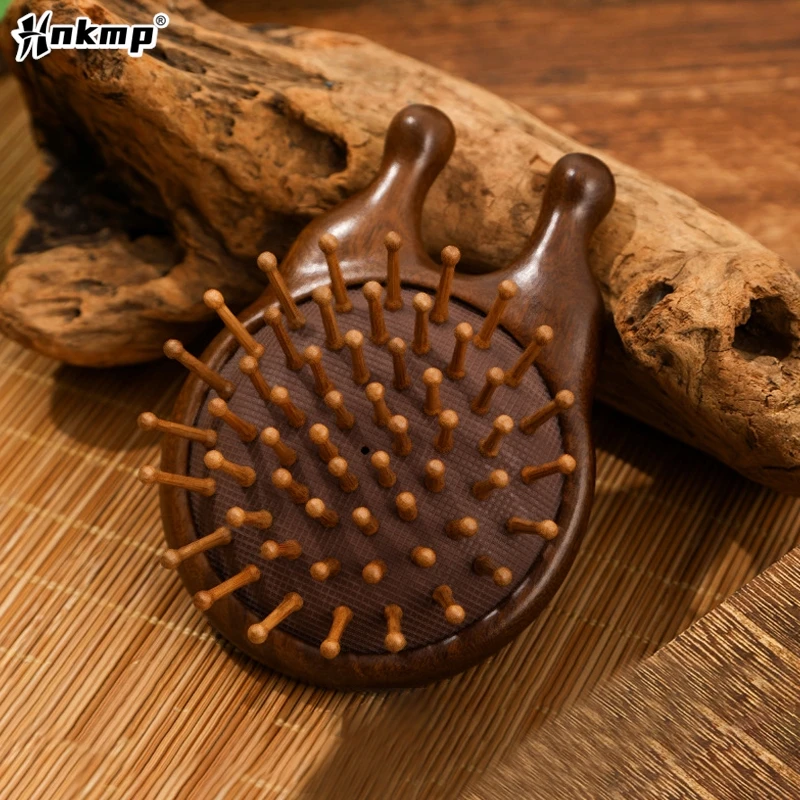 1Pcs Grenouille Massage Air Cushion Comb Sandalwood Anti-Static Detangling Scalp Scraping Hair Brush For Long Thick Curly Hair