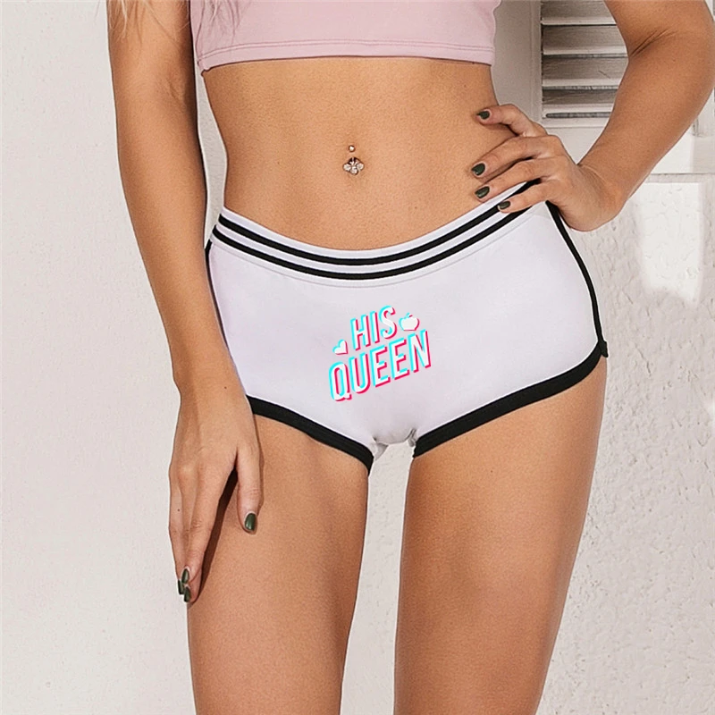 Men Boxer Shorts Lover Underpant Hombre Cotton Boyshort HER King and HIS Queen Underwear for Couple Homme Lingerie Women Panties