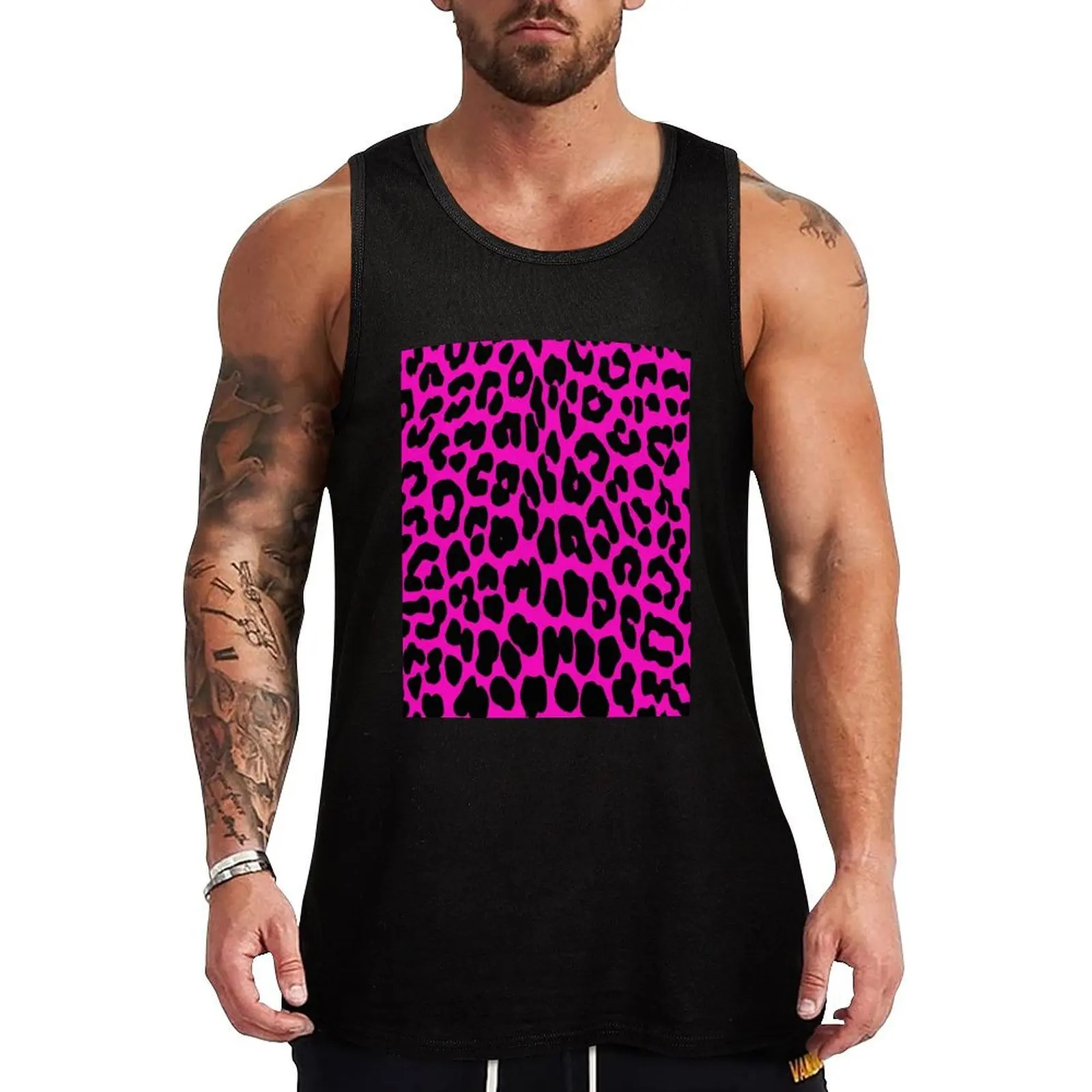Leopard Pattern (pink) Tank Top Street Style Casual Tank Top Urban Sleeveless Top