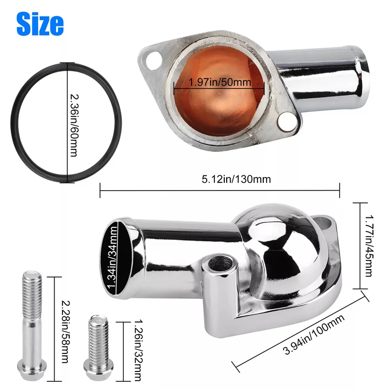 Alloggiamento termostato collo acqua SBC BBC 15 °   Per Chevy 265 283 305 327 350 383 396 400 427 454 472 502 Piccolo Grande Blocco