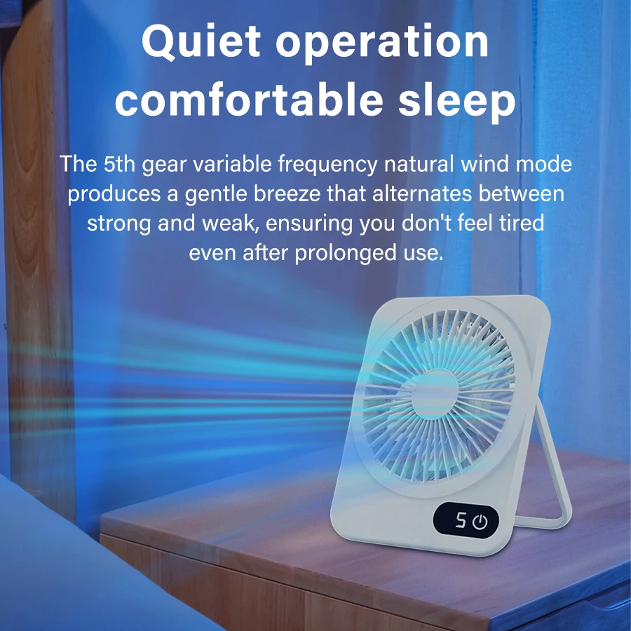 Portable 2-in-1 USB Charging Fan with Phone Holder Five Speed Settings Easy To Carry Suitable for Office and Dormitory Table Use
