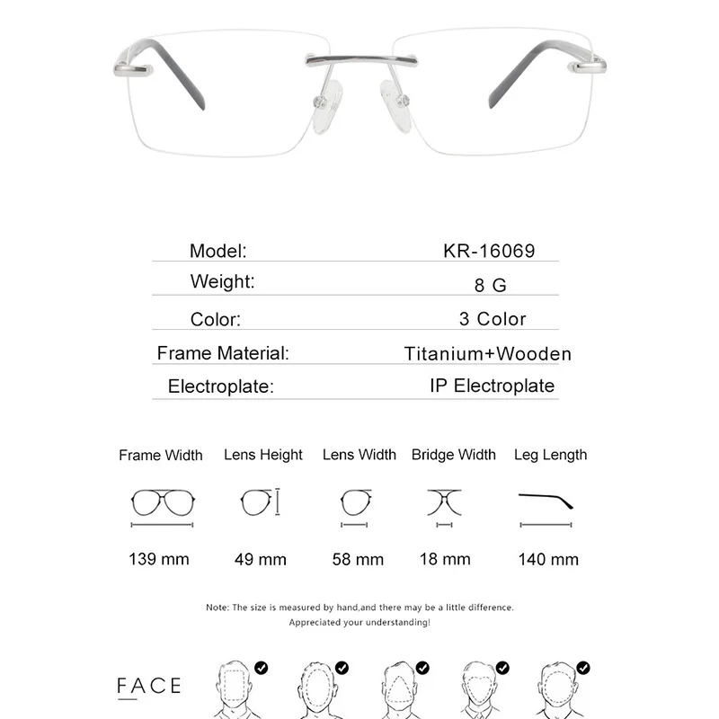 HDCRAFTER Pure Titanium Rimless Glasses Frame Men Brand Designer Optical Prescription Eyeglasses Square Myopia Reading Eyewear