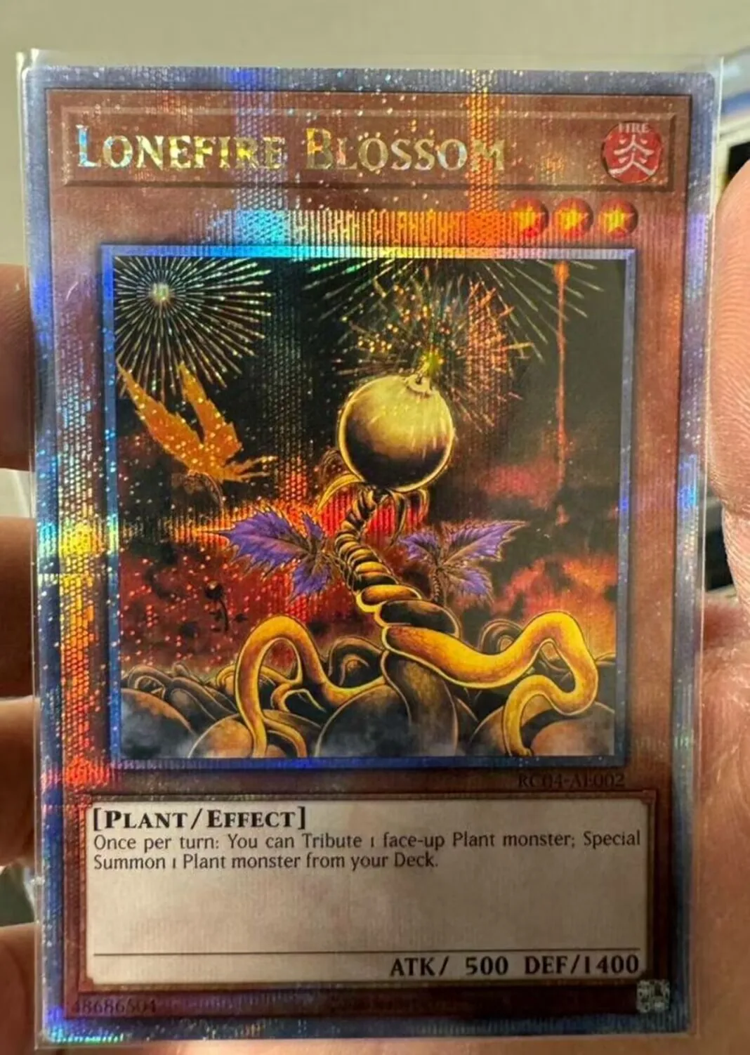 

Yugioh KONAMI Duel Monsters RC04-AE002 Lonefire Blossom 25th Quarter Century Secret Asian English Collection Mint Card