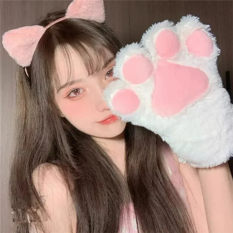 2025年新冬カワイイぬいぐるみキュートな猫の手型グローブ漫画コスプレコスチュームグローブふわふわファー付き暖かいコスプレ小道具ミトンギフト