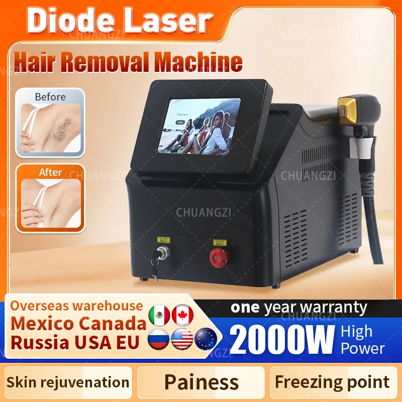 

808nm755nm1064nm 3 Wavelength Highest Intensity Diode Laser Permanent Hair Removal Cooling Painless Laser Hair Removal Machine