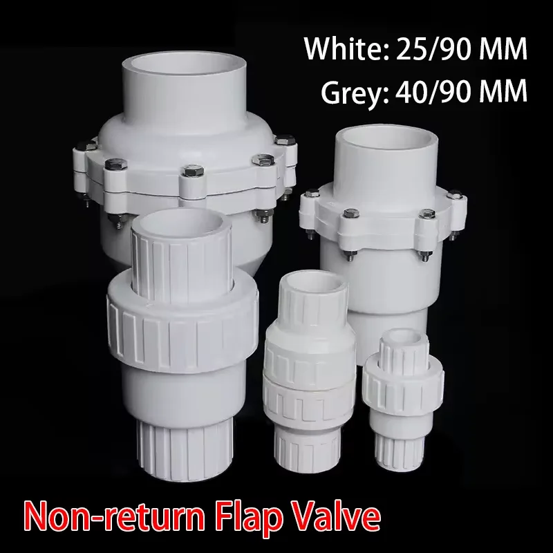 UPVC Non-return Flap Valve OPVC Pipe Fitting Plumbing System Parts Water Tube Connector Non Return Check Valve 25/40/90MM