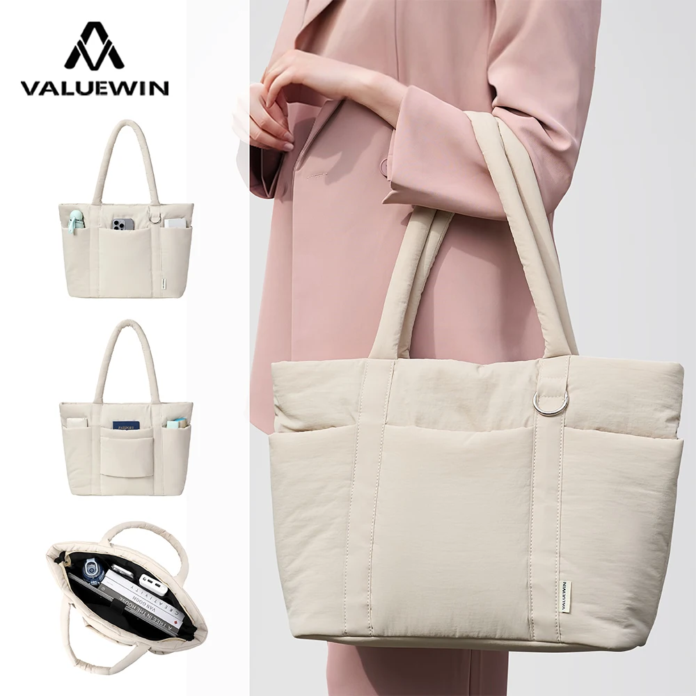 Puffer Laptop Tote Bag Quilted Laptop Shoulder Bag Lightweight Padded Computer Handbag Large Capacity Work Travel Bag For Women