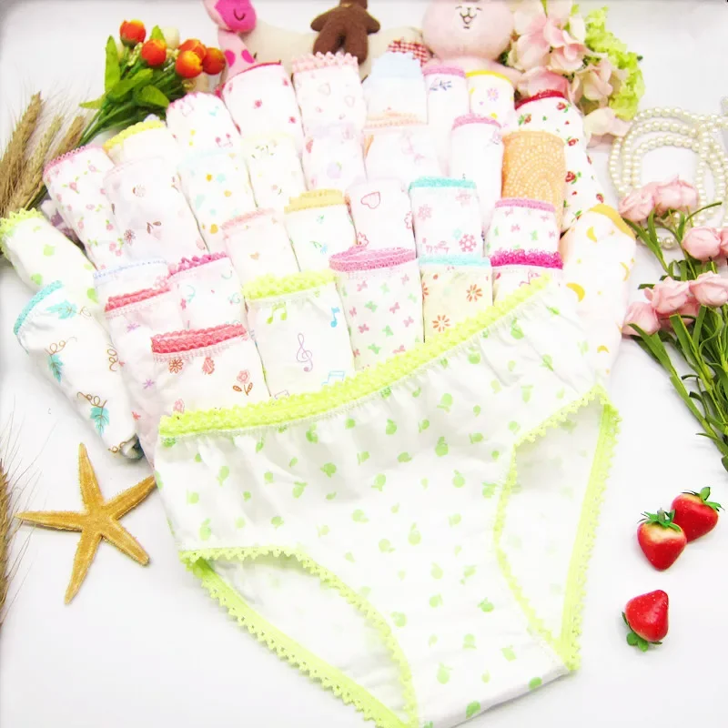 12pcs/Lot Baby Underwear Kids Panties Briefs Girls Underpants 2-12Years