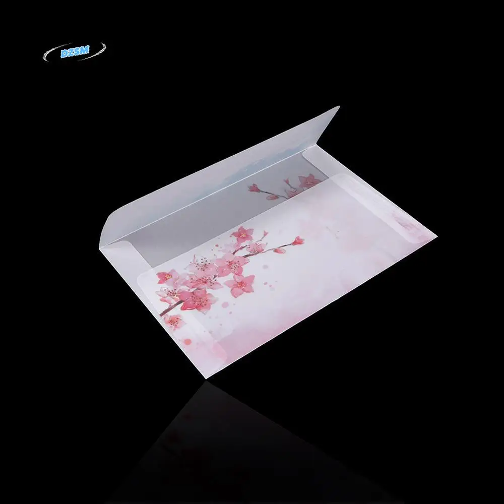 

10pcs Cute Card Cover Stationery Invitation Bag Peach Blossom Envelope Sulfuric Acid Paper Artificial Parchment Letter Organizer