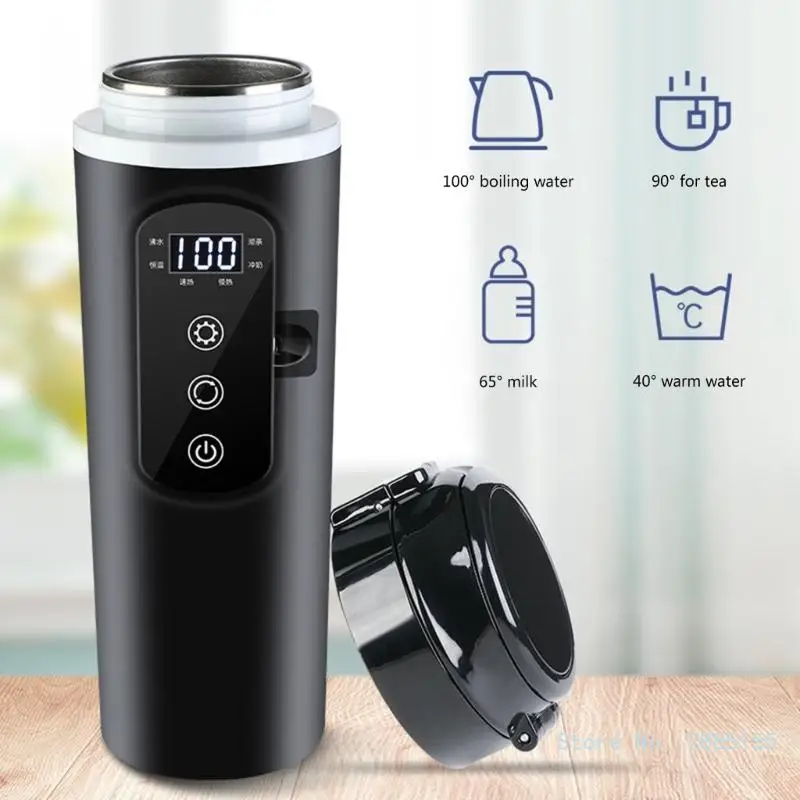 Temperature Control Mug Travel Heating Cup Electric Heating Cup for Coffee in Car 12V 24V Heated Mugs 500ml 17oz