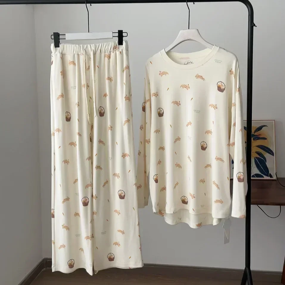 Room Wear Ladies Autumn Women\'s Pajamas Set Puppy Long Sleeves Trousers 40-65kg Wear (with tags)