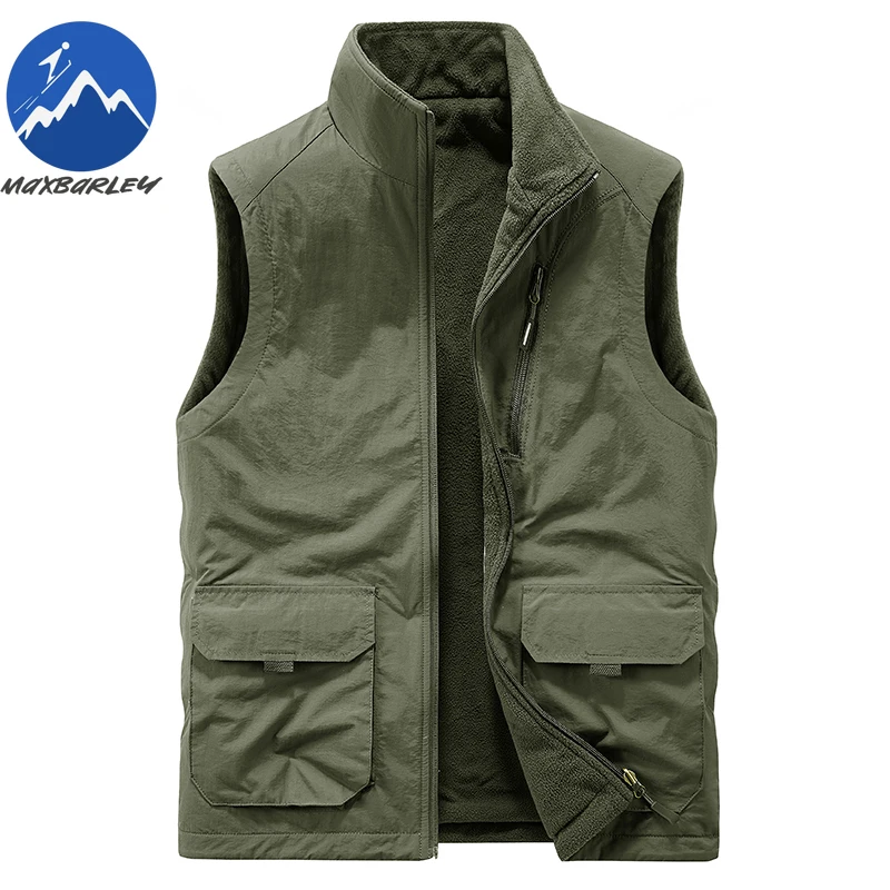 

Men Vest Thin Fleece Photography Windproof Zipper Jacket 2026 Spring Autumn Casual Stand Collar Breathable Men Sleeveless Gilet
