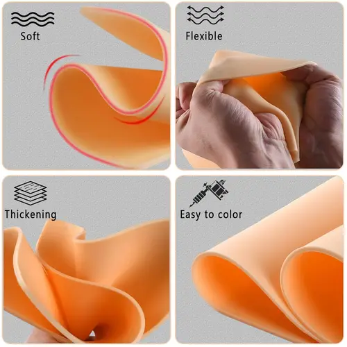 Imagen 2 del producto 1/3/5/15 Uds. 3MM piel para práctica de tatuaje piel gruesa de silicona Microblading ceja maquillaje permanente doble cara práctica piel falsa