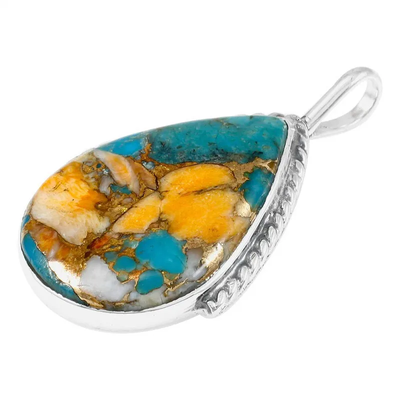 Fashion Simple Silver Simulated Turquoise Drop Pendant Necklace Jewelry Christma