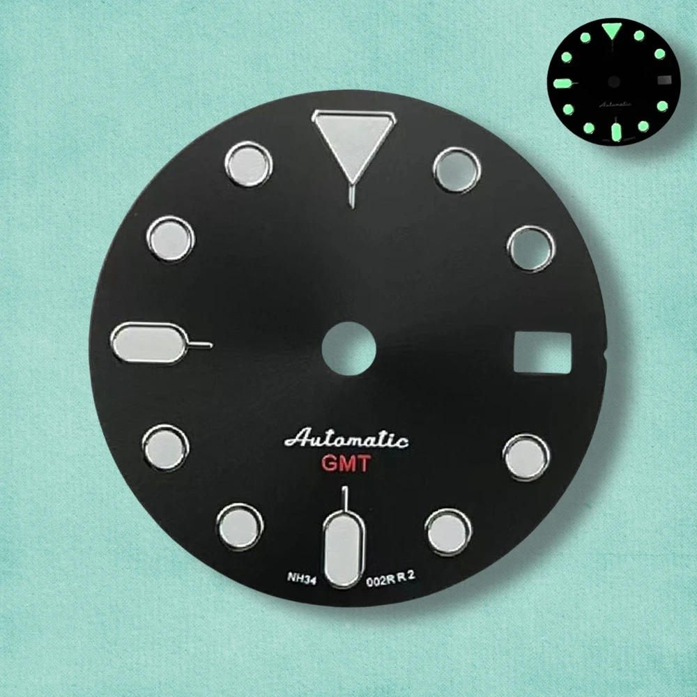 28.5mm S Logo NH34/NH35 SUB/SKX007 Dial Fit NH34/NH35/NH36 Movement Green Luminous High Quality NH34/NH35 Accessories ﻿