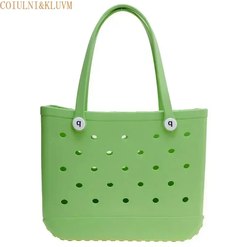 【COIULNI&KLUVM】Large Boggs Beach Bag Summer EVA Beach Basket WomenTote Bag Holes Waterproof Handbag Pouch Shopping Shoulder Bag