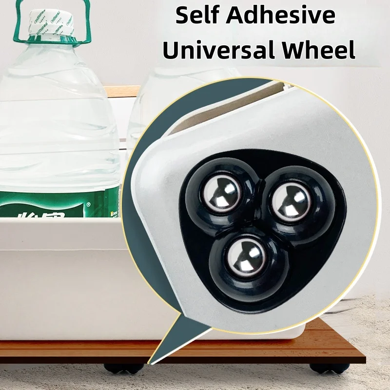 4pcs Paste Universal Wheel No Noise Self Adhesive 360 Degree Pulley Rotating Wheels for Trash Can Bottom Kitchen Appliances