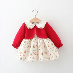 Winter New Girls Dress Doll Collar Embroidery Dress Shawl Embroidery Long Sleeve Lantern Sleeve Sweet Princess Dress Lapel