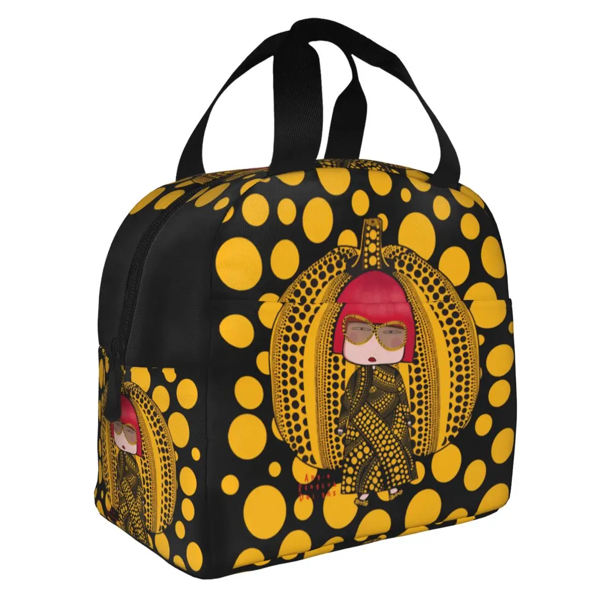 Yayoi Kusama Inspired And Her Little Pumpkin Insulated Lunch Bag for Women Waterproof Cooler Thermal Bento Box Work School