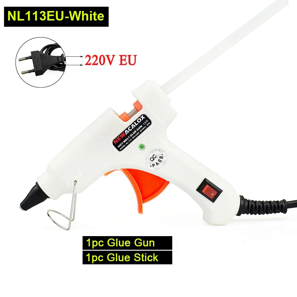 NEWACALOX 20W EU Plug Hot Melt Glue Gun with Free 1pc 7mm Glue Stick Industrial Mini Guns Thermo Electric Heat Temperature Tool